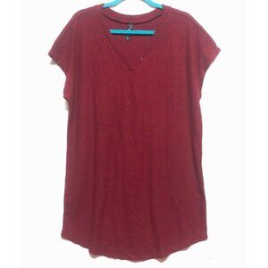 Torrid sleep Sz 1 1X Waffle Knit Thermal Tunic Top relaxed straight fit Burgundy